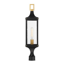 Savoy House 5-278-144 Glendale Vintage Traditional Clear Seeded Glass Outdoor Post Lantern, 1-Light 60 Watt, 28" H x 7" W, Matte Black and Weathered Brushed Brass