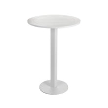Benjara Keli 43 Inch Outdoor Bar Table, White Aluminum Frame, Foldable Design