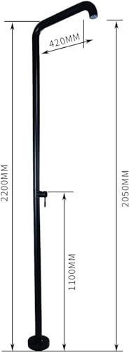 MKLFBY Free-Standing Outdoor Shower Brushed Stainless Steel 304 Rainfall Garden Shower W/Integrated Top Spray Shower Head, Perfect for Outdoor Backyard Pool Beach