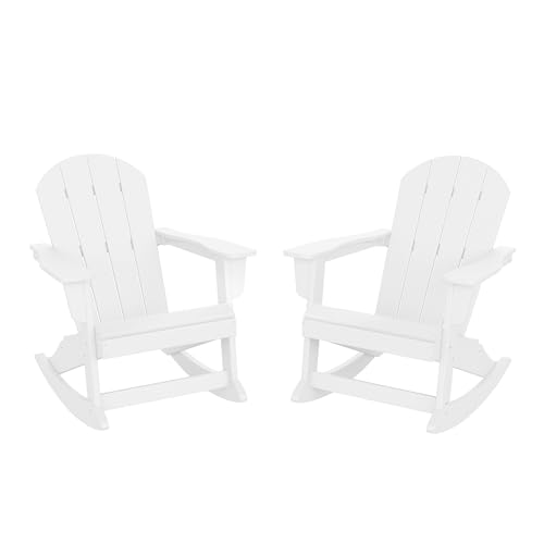 WO WESTIN OUTDOOR HDPE Laguna Outdoor Rocking Poly Adirondack Chair (Set of 2), White