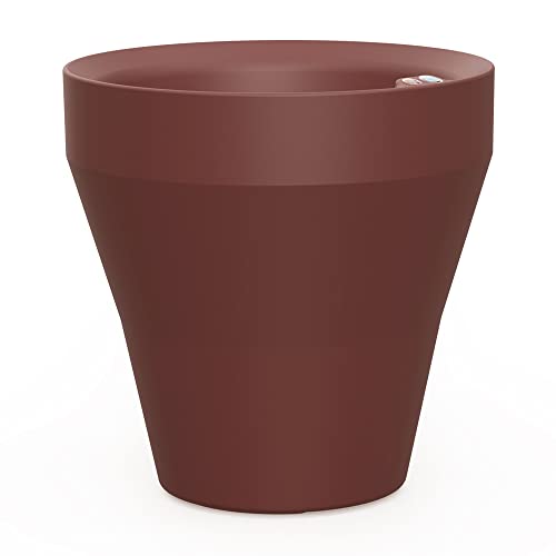 Crescent Garden TruDrop Rim Modern Self Watering Planter with Water Level Indicator, Indoor/Outdoor Weather-Safe Round Plant Pot, Grow Healthy Plants & Flowers - 26" W (Currant)