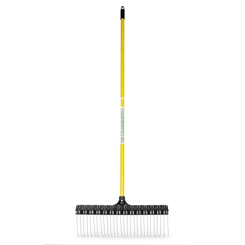 THE GROUNDSKEEPER II Rake 55-inch Lightweight Fiberglass Handle, 21-inch Head, Durable Steel Tines for Gardening, De-Thatching or Professional Landscaping (6-Pack)