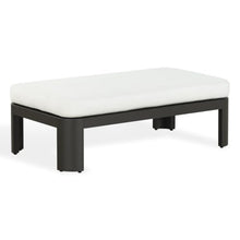 SAFAVIEH Couture Outdoor - Leilani Aluminum Coffee Table with Removable Cushion - Dark Grey & White - Modern Patio Ottoman Table for Deck & Backyard, 48" W x 27.6" D x 15.7" H (CPT4027A)