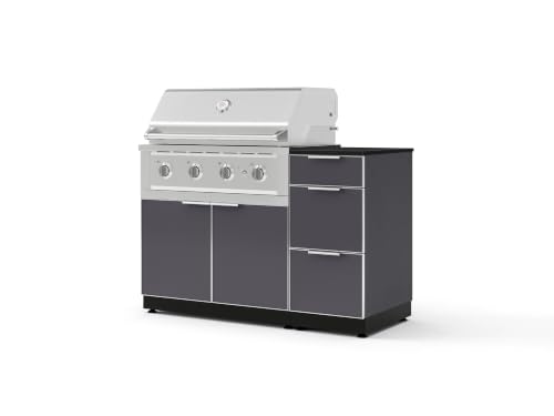 NewAge Products Classic Series 4PC Aluminum Slate Gray Modular Outdoor Kitchen Grill Island with 36" Performance Grill NG - 24"D x 52"W x 47.5"H