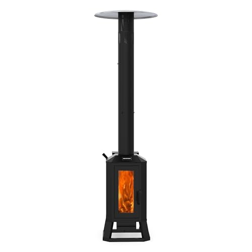 70,000 BTU Wood Pellet Outdoor Patio Heater with Glass Viewing Window