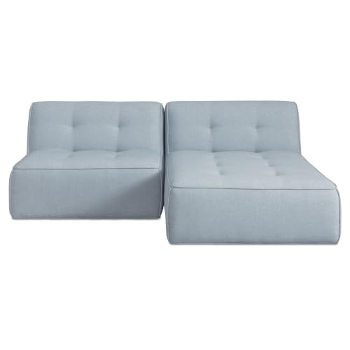 NADAAL STUDIOS Auvian 2-Piece Outdoor Nook, Corner Layout, Tufted Cushions, Polyester Upholstery, Quick-Dry Foam, Aluminum Frame, Light Blue