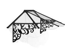 Palram - Canopia Lily 7' x 3' Victorian Door/Window Awning, Black/Clear