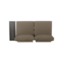 Hassyee Aluminium Loveseat with Extended Side Table and Soft Cushions for Poolside, Lawn, Backyard, Outdoor Armless Sofa with Slatted Tabletop for Balcony, Garden, Living Room