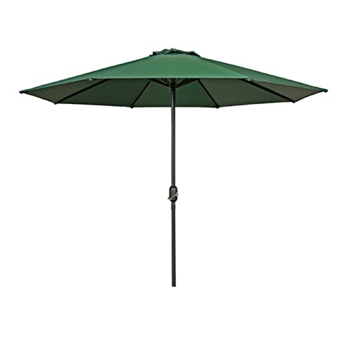 ARGENTFLUX 270cm/9ft Octagonal Iron Patio Table Umbrella, Outdoor Market Umbrella with Crank, 8 Ribs, Sun Shade Parasol(Dark Green)