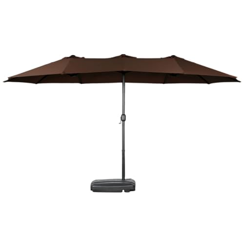 SDVantage Double-Sided Large Rectangular Patio Umbrella with Crank Base - Market Parasol for Pool, Deck, Backyard, Cafe, Garden, Outdoor Shade, Uv Protection,Coffee-4.552.65M