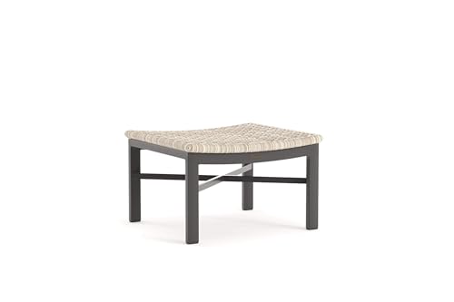 Winston Jasper Ottoman Textured Pewter Frame Finish/Beechwood Weave