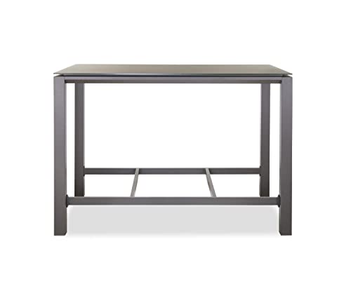 Whiteline Modern Outdoor Living BR1537-TAU, Taupe Vargas Bar Table, Aluminum Legs, Glass Top