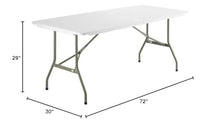 PRO&Family 10 Pack! 30" x 72" Heavy-Duty Granite White Plastic Bi-Folding Table. Folding Desk Bar Table Coffee Table Folding Camping Table Outdoor Bar Portable Table Foldable Table Bistro Table