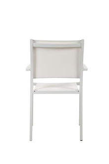 Pemberly Row 34" Aluminum Patio Dining Chair, White Finish, Set of 6, Rust-Resistant Frame, Stackable Design, Modern Style Outdoor Seating for Patio or Garden Use