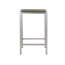 Benjara BM287813 Patio Kylo 43 Inch Outdoor Bar Table, White and Brown Aluminum Frame, Small