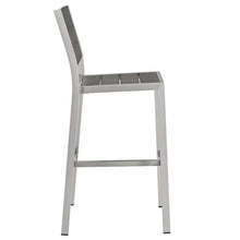 Modway Shore Outdoor Patio Aluminum Set of 2 Armless Bar Stool in Silver Gray