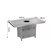 Round Bar Table Modern Bistro Pub Tables,BBQ Work Kitchen Stainless Steel Non-Slip Feet Pads Slotted Countertop Design(D120*60CM)