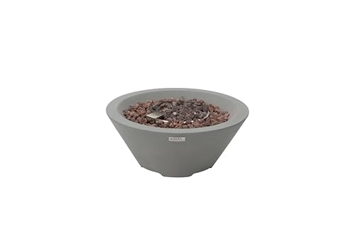 AMS 27" Round Cast Concrete Propane Fire Pit Table - Smooth Texture Surface