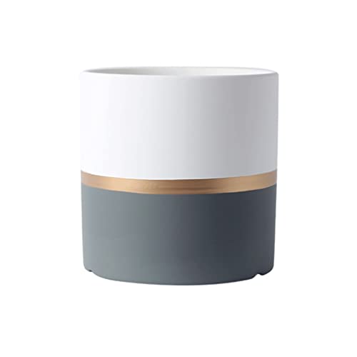 BBYYDS Ceramic Flowerpot Golden Circle Paint Succulent Planter Green Plants Orchid Round Shape Flower Pot with Hole Tray