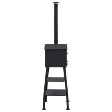 Outdoor Charcoal Pizza Oven with 2 Fireclay Stones, Portable Garden Wood Fired Pizza Maker with Built-in Thermometer, Black Steel Grill for Bread and Pies