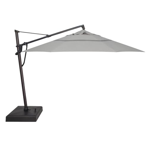 Treasure Garden AKZ PLUS Cantilever Umbrella 13' Octagonal Sunbrella Cast Silver Canopy and Black Frame with Rolling Base