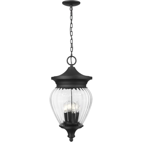 Z-Lite 5016CHB Davina 4 Light 12" Wide Outdoor Taper Candle Pendant - Black