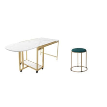 FURUIM2024M Dining Table Small Dining Table, Foldable, Sideboard Cabinet, Household Mobile Dining Cabinet, Storage Rack (4 Round Stools) Table and Chairs Dining