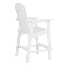 WEALTHKING Outdoor Adirondack Bar Chair Set with Connecting Table, HIPS Patio Lounge Seating for Backyard Deck Porch Garden Poolside, High Back Slatted Counter Height Seats with Wide Armrests (White)