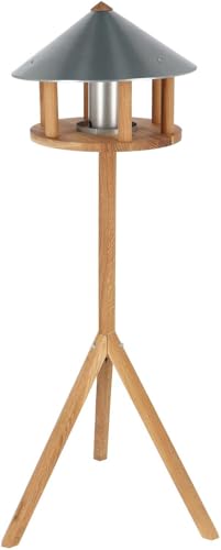Esschert Design Round Oak Bird Table with Zinc Roof