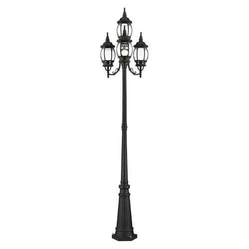 Livex Outdoor Post Light with Clear Beveled Glass Shades Black