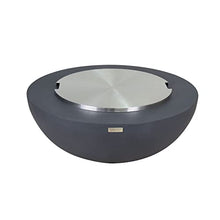 Elementi 42 Inch Modern Concrete Circular Natural Gas Lunar Bowl Fire Pit with Auto Ignition, Clean Flame, 10'' Hose, Lava Rocks, & Canvas Cover, Grey (OFG101DG-NG)