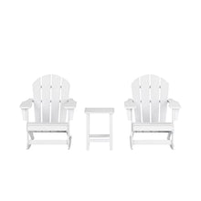 WO WESTIN OUTDOOR HDPE Laguna Outdoor Rocking Poly Adirondack Chair with Side Table 3-Piece Set, White