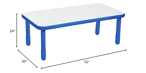 Children's Factory Angeles Baseline Kids Activity Table 72"x30" with 18" Legs Royal Blue