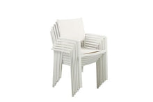 Pemberly Row 34" Aluminum Patio Dining Chair, White Finish, Set of 6, Rust-Resistant Frame, Stackable Design, Modern Style Outdoor Seating for Patio or Garden Use