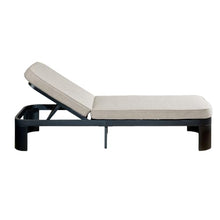Merax Acacia Wood Outdoor Chaise Lounge Chair Set of 4 with Cushion, Black