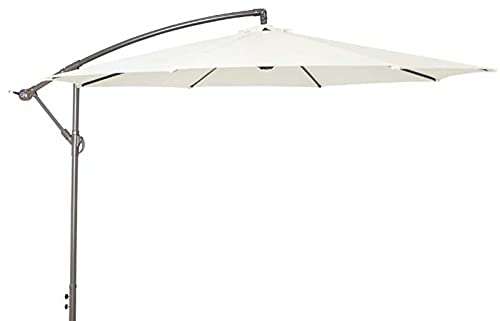 RWGOVLU 3m Cantilever Garden Parasol, Patio Sunshade, UV Protective 50+, Garden Offset Patio Umbrella with Crank Handle and Tilting for Outdoor Sun Shade, White