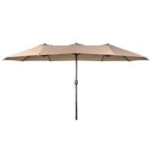 EUQKKWLOY Large 4.6M Patio Umbrella with Crank, Double UV Protection, Outdoor Table Sunshade for Terrace, Pool, Balcony, Beach - Khaki Garden Canopy