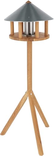 Esschert Design Round Oak Bird Table with Zinc Roof