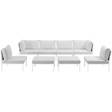 Modway Harmony Aluminum Outdoor Patio Furniture 8-Piece Sectional Sofa Set in White White