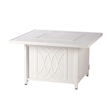 Oakland Living Square 42 in. x 42 in. Aluminum Propane Fire Pit Table with Glass Beads, Two Covers, Lid, 57,000 BTUs in White Finish