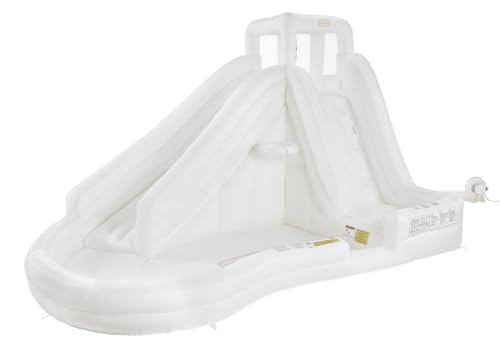 Little Tikes Cloud Collection Slam ‘n’ Curve Slide – White, Outdoor Water Inflatable, Boys and Girls Ages 5-10 Years