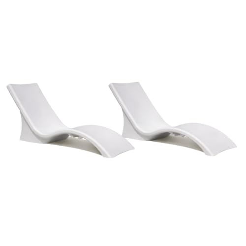 Global Pool Products 2 Set Lounger Chairs – Rotomolded Pool Lounge Chairs, UV-Resistant, Salt & Chlorine Friendly, 300 lb Capacity, White GPP-LF-LC-W