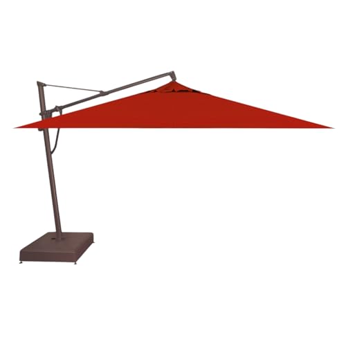 Treasure Garden AKZ PLUS Cantilever Umbrella 10'x13' Rectangular Sunbrella Jockey Red Canopy and Bronze Frame with Stationary Base