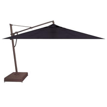 Treasure Garden AKZ PLUS Cantilever Umbrella 10'x13' Rectangular Obravia Navy Canopy and Bronze Frame with Stationary Base