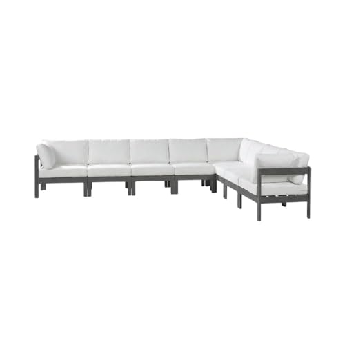 Outdoor Escape White Fabric Outdoor Patio Modular Sectional, Cushioned Seating, Weather-Resistant Material, Contemporary Style