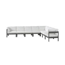 Outdoor Escape White Fabric Outdoor Patio Modular Sectional, Cushioned Seating, Weather-Resistant Material, Contemporary Style