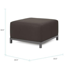 Howard Elliott Collection Axis Patio Ottoman with Cover, Upholstered Footstool Coffee Table Ottoman Bench for Indoor or Outdoor Home or Office Seating, Titanium Frame, Seascape Charcoal