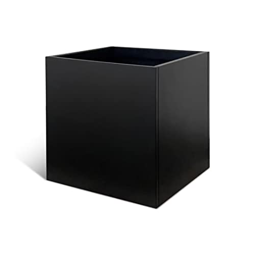 Galvanized Steel Planter Box Black Metal Planter Large Square 32Inch Indoor Outdoor Planters Cube Steel Heavy Duty Flower Pot Powder Coating Modern Commercial Residential for Patio, Yard, Garden
