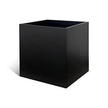 Galvanized Steel Planter Box Black Metal Planter Large Square 32Inch Indoor Outdoor Planters Cube Steel Heavy Duty Flower Pot Powder Coating Modern Commercial Residential for Patio, Yard, Garden