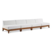 Meridian Furniture 389White-S138 Rio Collection Modern | Contemporary Outdoor Patio Off White Resilient Water Resisting Fabric Modular Sofa with Durable Acacia Wood Frame